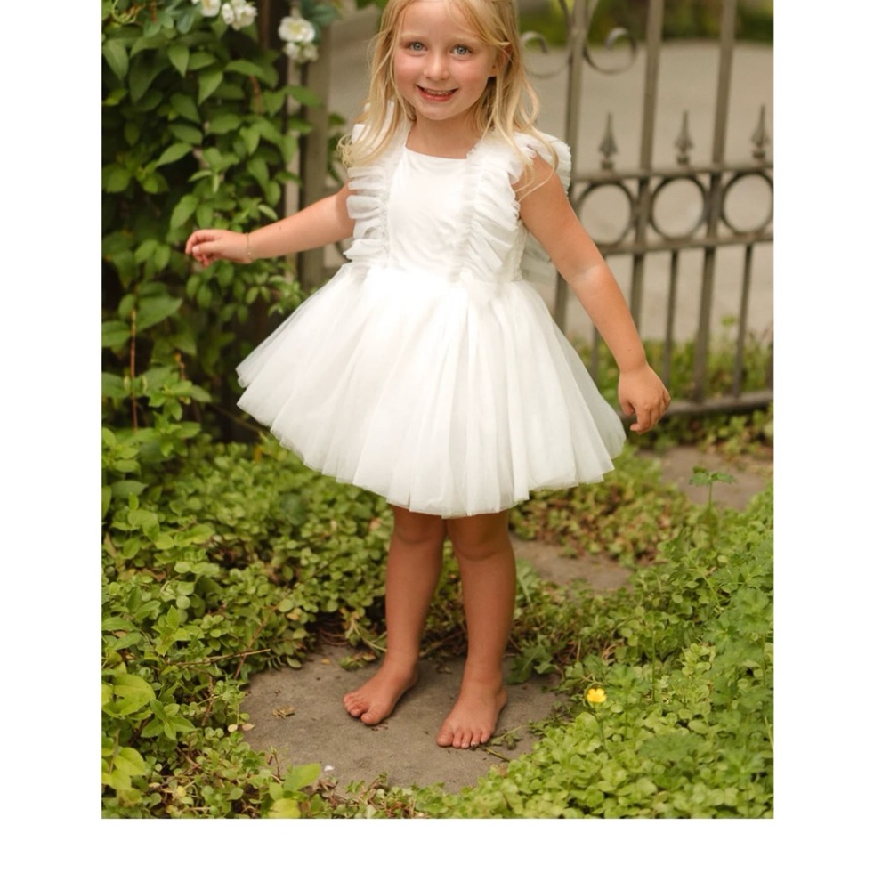 Ivy City Co White Ruffle Kids Dress
